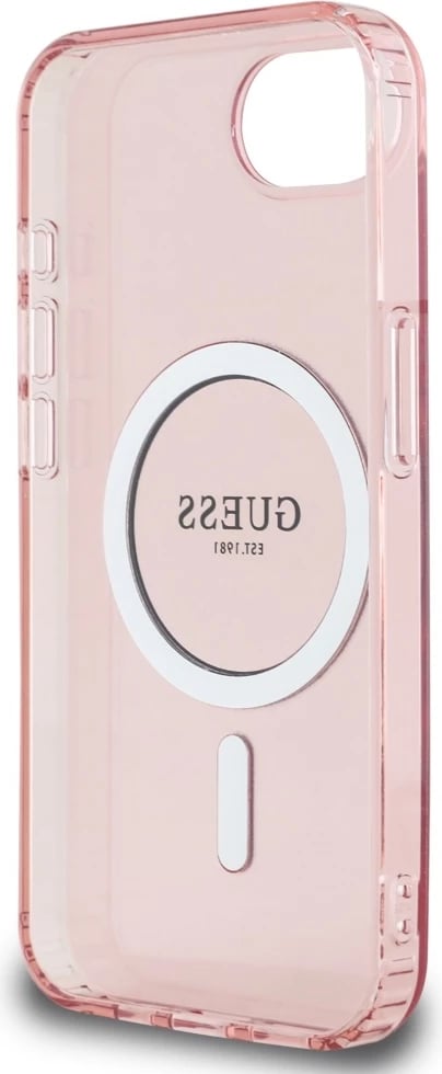 Mbështjellës Guess IML Glitter Circle MagSafe për iPhone 16e, rozë Mbështjellës Guess IML Glitter Circle MagSafe për iPhone 16e, rozë