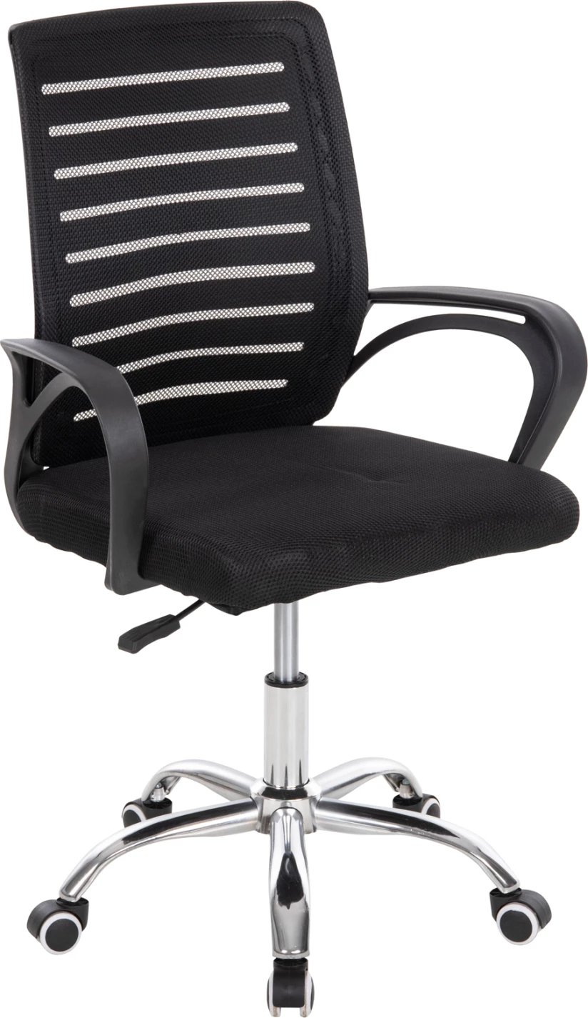 Karrige zyre TRAIL FH1192, rrjetë e zezë, këmbë metalike kromi, 64x55x98,5 cm.