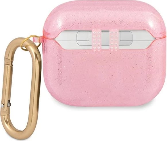 Mbështjellës Guess Glitter për AirPods 3, rozë