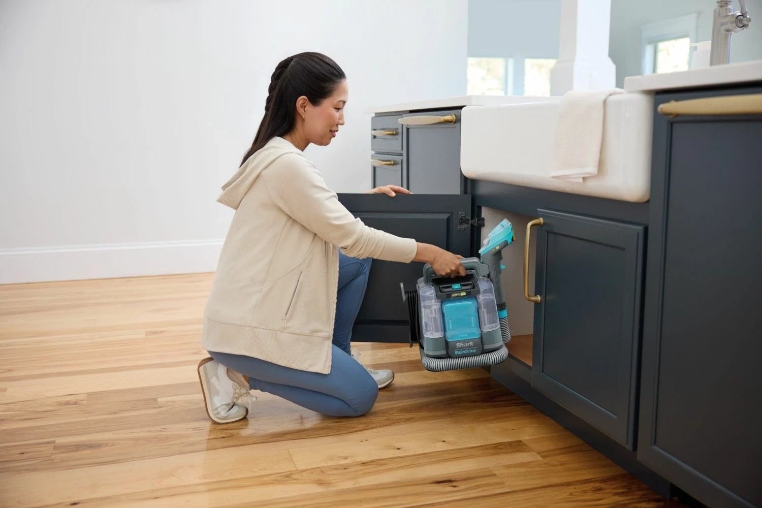 Kasë pastrimi Shark StainStriker HairPro PX250EUT, pa qese, me bateri, argjendtë