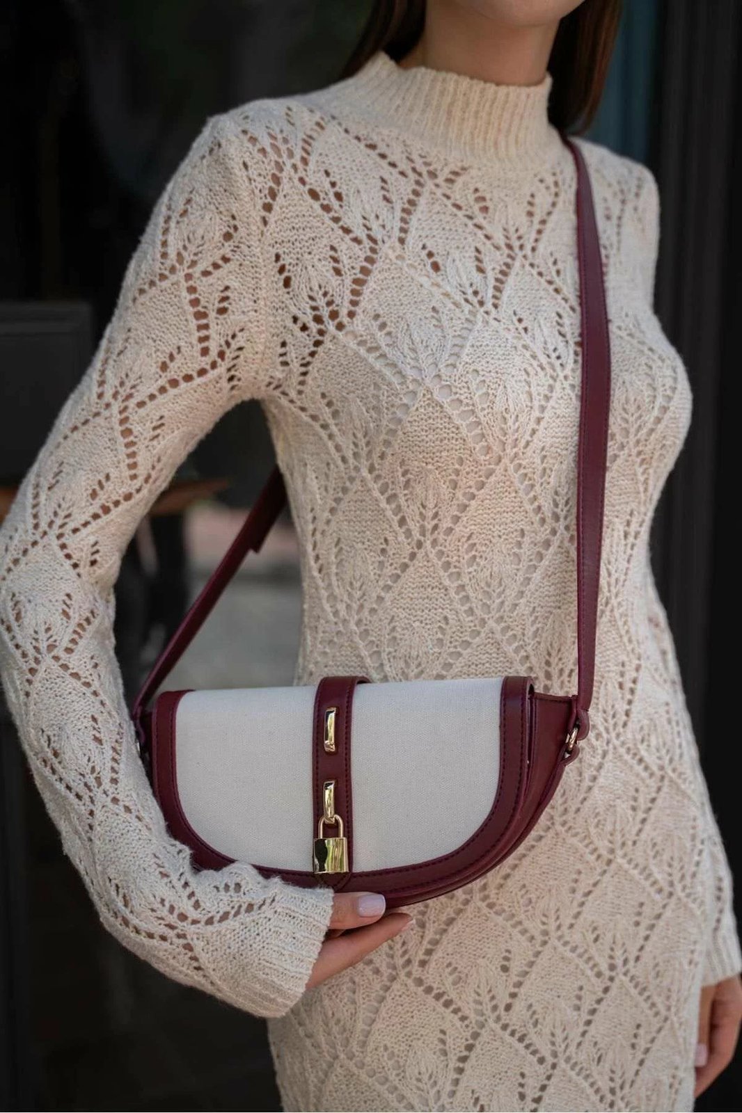 Çantë shpatulle Zoozie Bags, MK1020023SV10-020, e kuqe bordo dhe krem