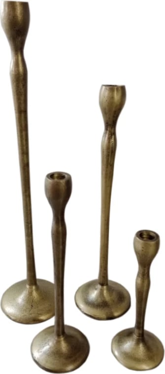 Set mbajtës qirinjsh JOLIE, 4 copë, alumin, ngjyrë ari antik, 13x13x50 cm
