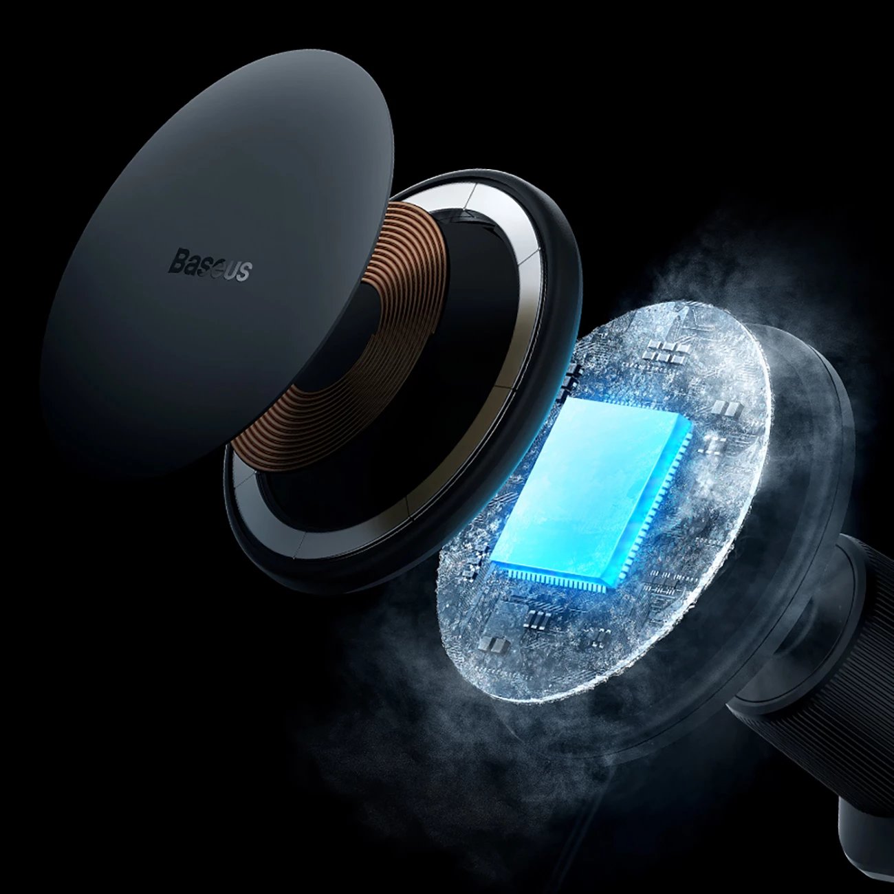 Mbajtës magnetik Baseus CW01 për iPhone, karikues wireless 15W, për grilë ventilimi, i zi