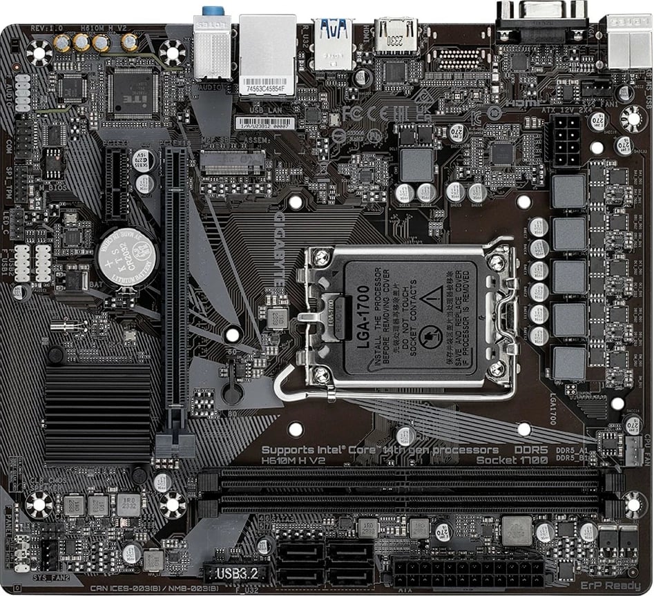 Pllakë amë, Gigabyte, H610M H V2, LGA1700 Intel H610, 2x DDR5, mATX, HDMI/DSUB, M.2