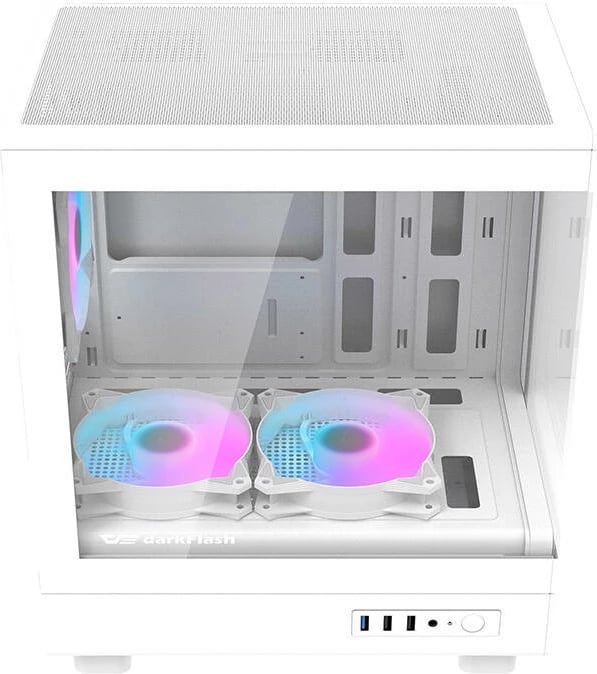 Kasë Darkflash DB330M, Mini Tower, me 3 ventilatorë ARGB, e bardhë