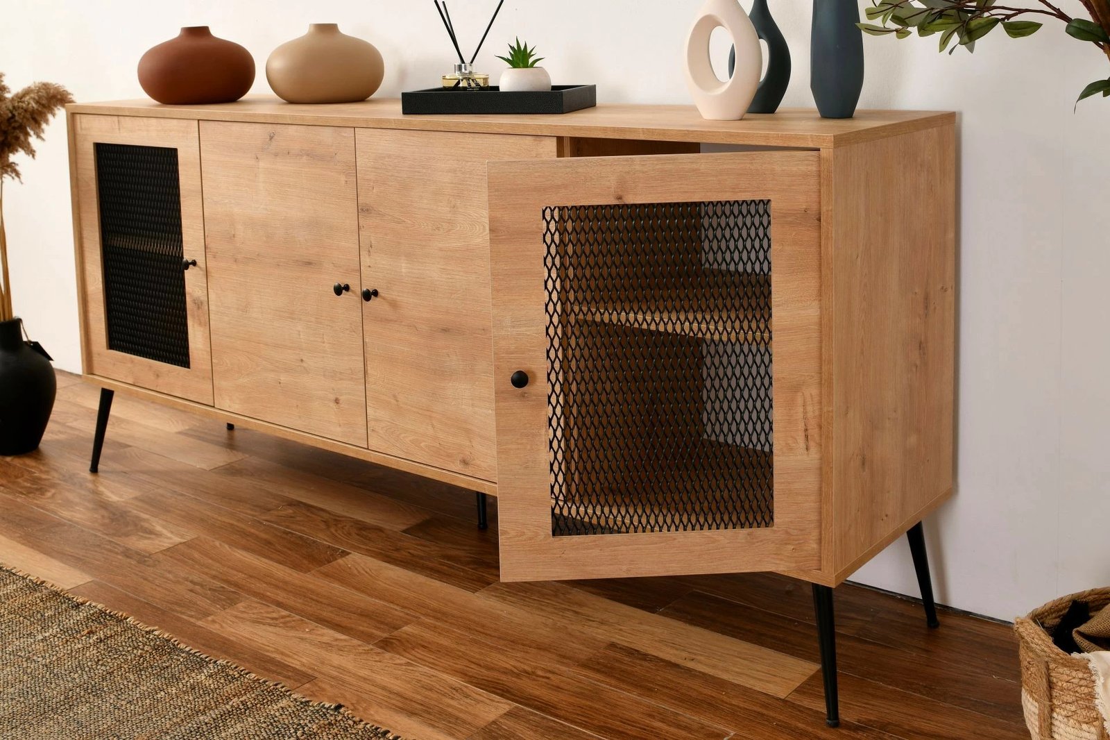 Konsolë Hanah Home, Wire, ngjyrë lisi