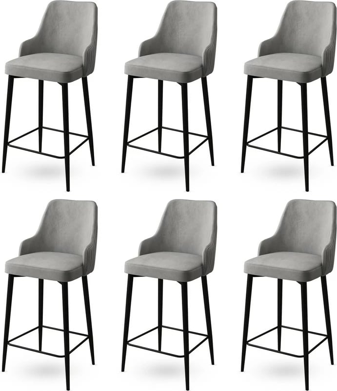 Karrige për bar, set prej 6 copësh, Hanah Home Enox, gri, e zezë