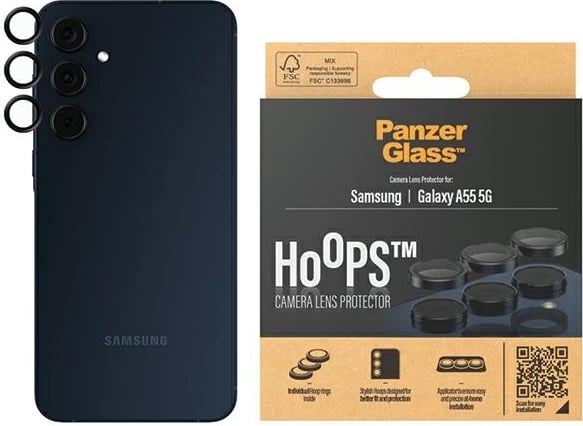 Mbrojtës kamerë PanzerGlass Hoops për Samsung Galaxy A55 5G, kornizë e zezë