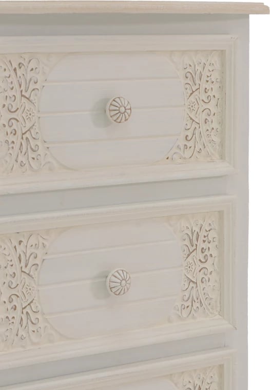 Komodinë me sirtarë, ngjyrë e bardhë antike, MDF, 40x34.5x82 cm