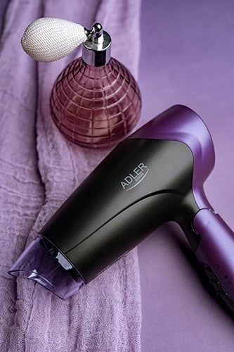 Tharëse flokësh, Adler AD 2260, 1600W, 2 temperatura 2 shpejtësi, dorezë palosëse, cool-shot, me koncentrator, e zezë e vjollcë