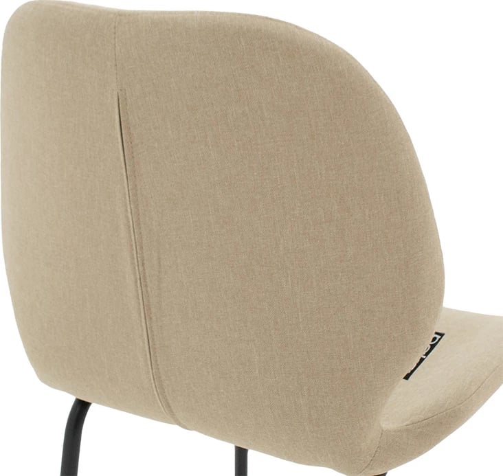 Karrige për bar Impel, këmbë metali të zeza, pëlhurë bezhë