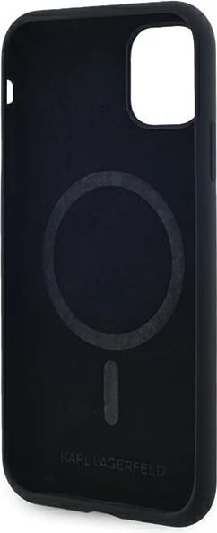 Mbështjellës Karl Lagerfeld Silicone Karl & Choupette MagSafe për iPhone 11/XR, i zi