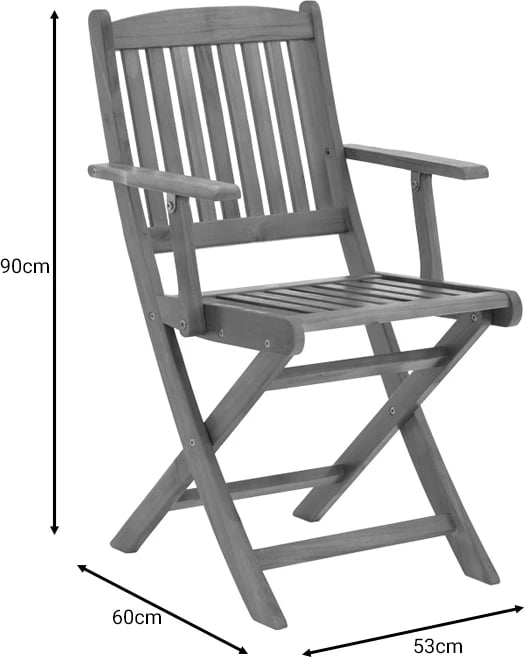 Karrige palosëse me krahë, dru akacie, 52x53x85 cm