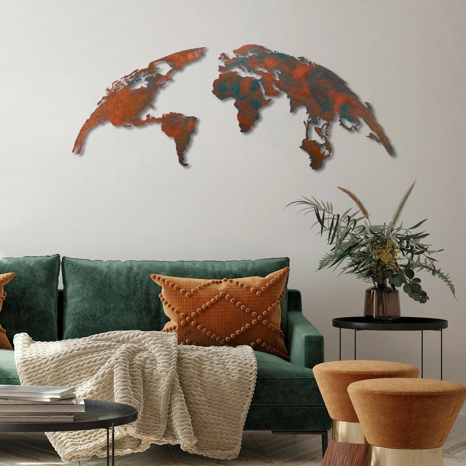 Aksesor dekorativ metalik për mur, hartë bote, madhësi mesatare - 2