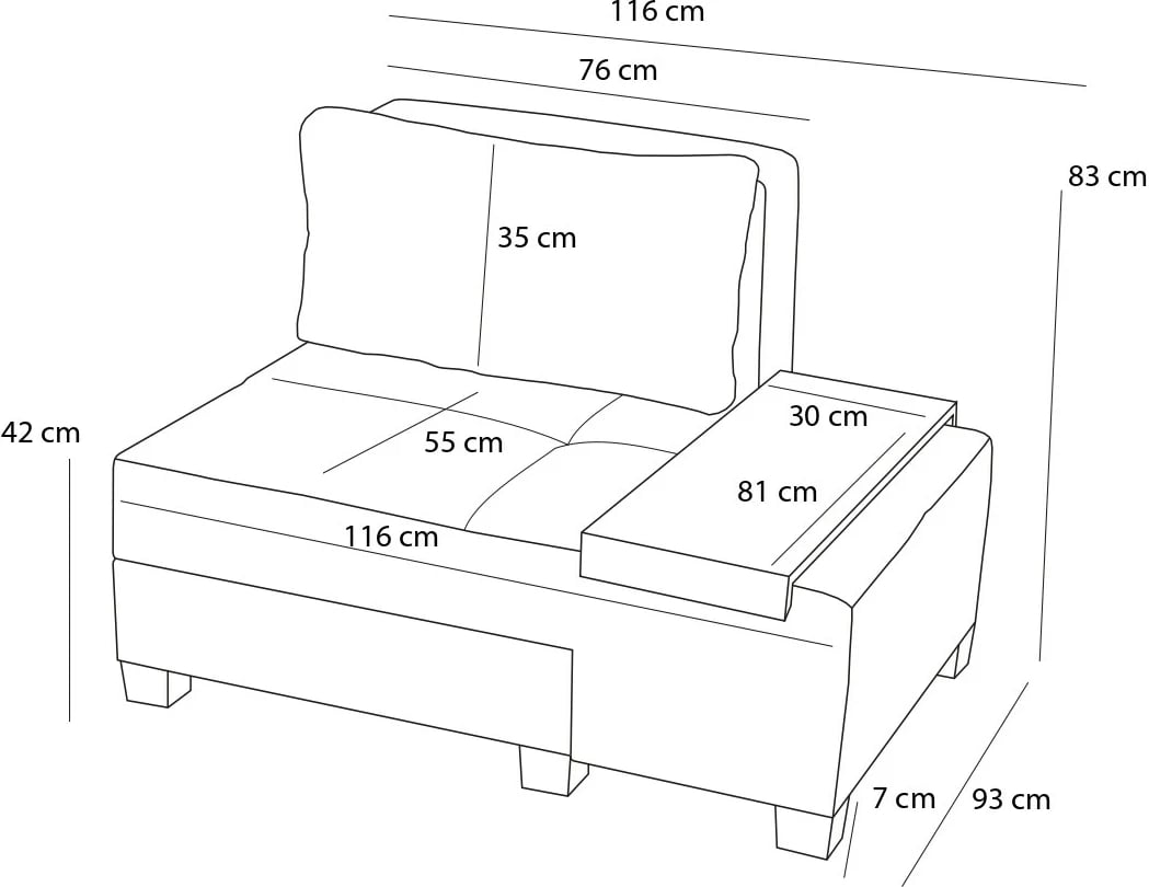 Krevat-sofa një vendësh, liri krem, Perenna, kënd i djathtë