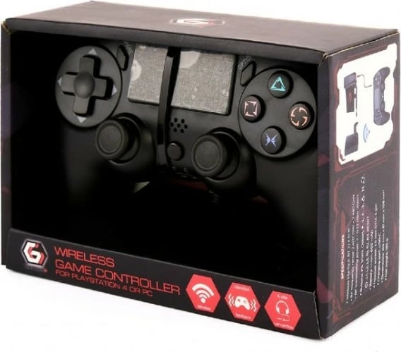 Gamepad pa tela, Gembird, JPD-PS4BT-01-BK, Bluetooth, për PS4 dhe PC, me vibrim, zi