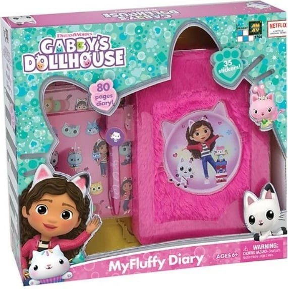 Ditar i butë Gabby's Dollhouse Cobi DT-2764 me 80 faqe dhe 35 ngjitëse, Rozë