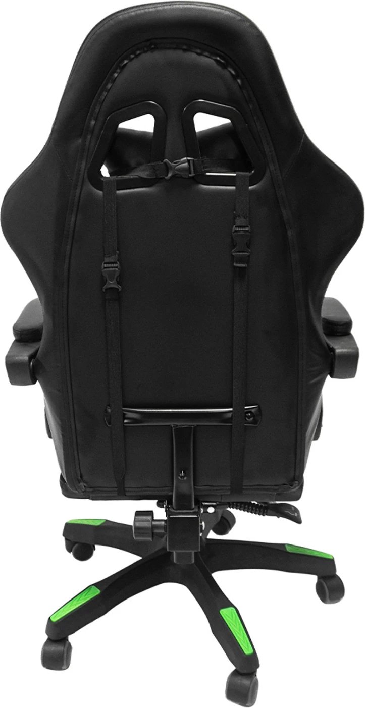 Karrige për lojëra DARREN FH1203.03, e zezë-jeshile, PVC & najlon, 51x49x125Hcm