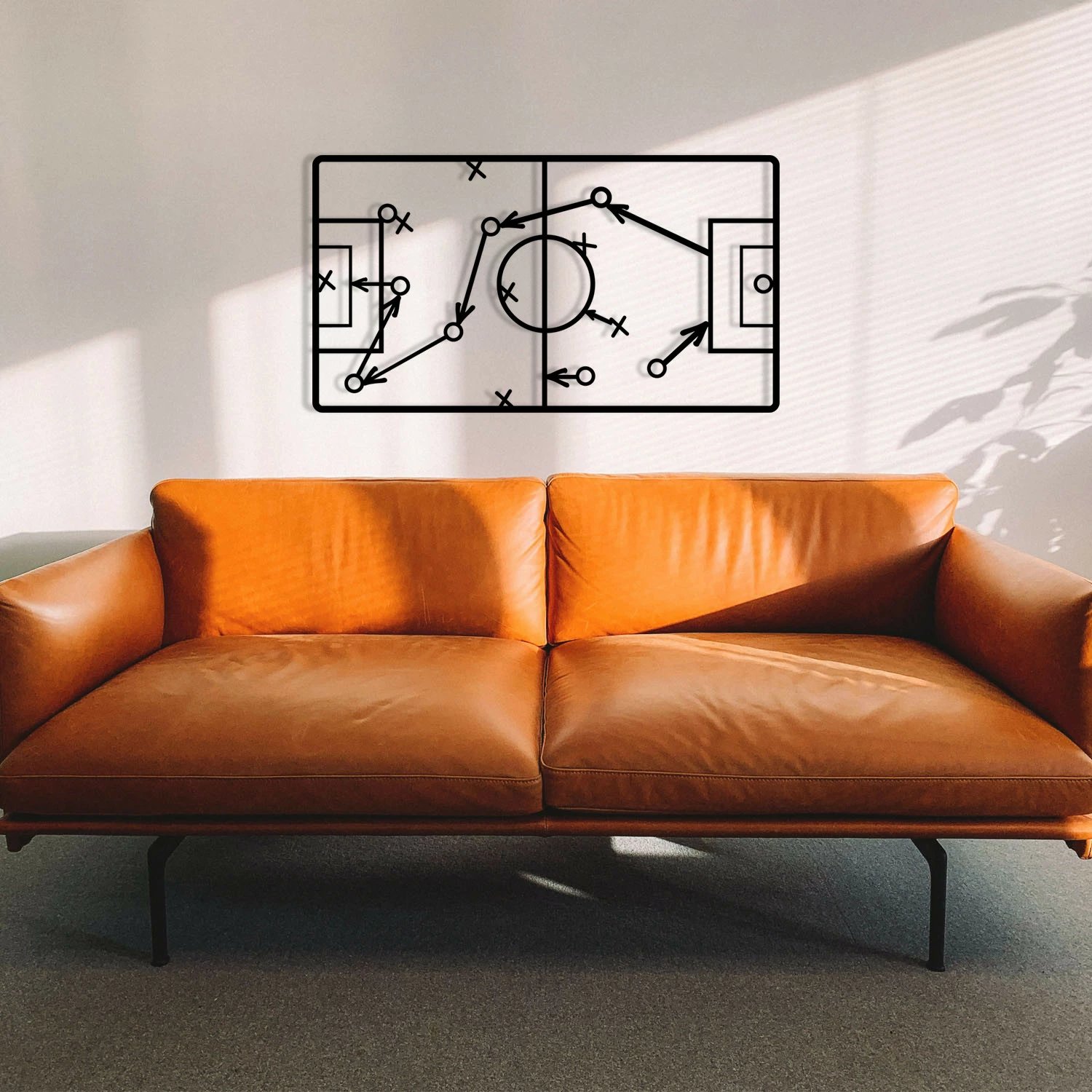 Aksesor dekorativ metalik për mur, Wallity Taktik - M117, ngjyrë e zezë, 68x38cm