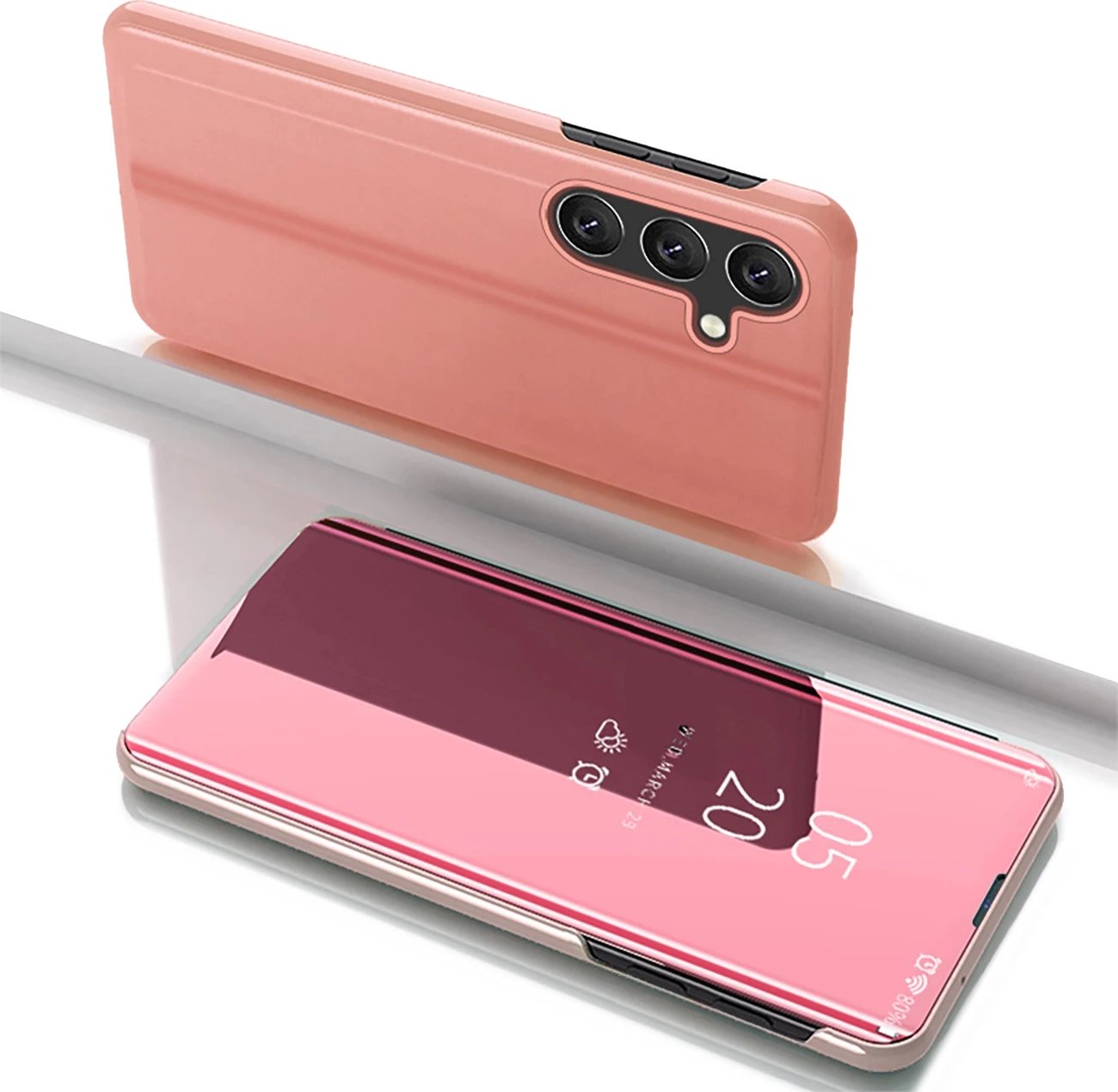 Mbështjellës Hurtel Clear View Case për Samsung Galaxy S25+, Rozë