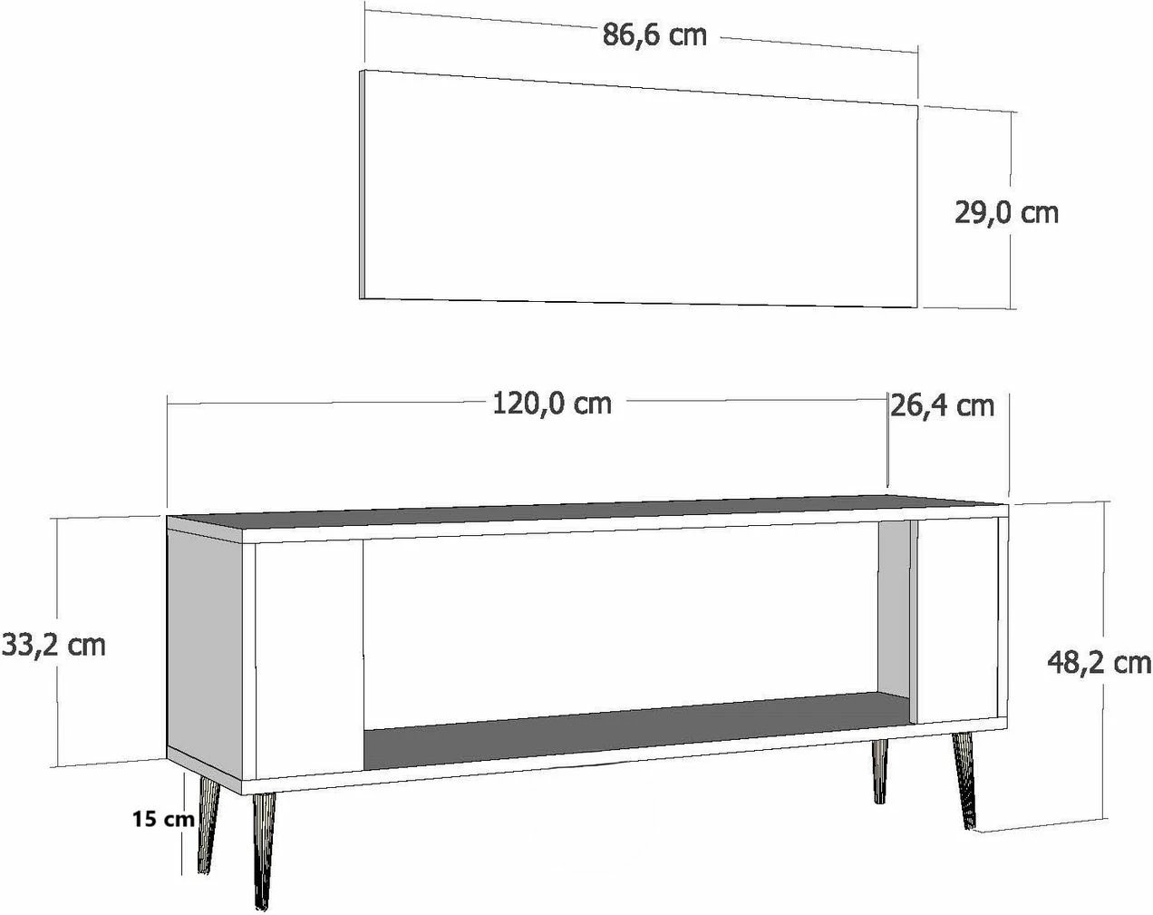 Komodë TV Skye Decor, anthracite, argjend, Retrop1