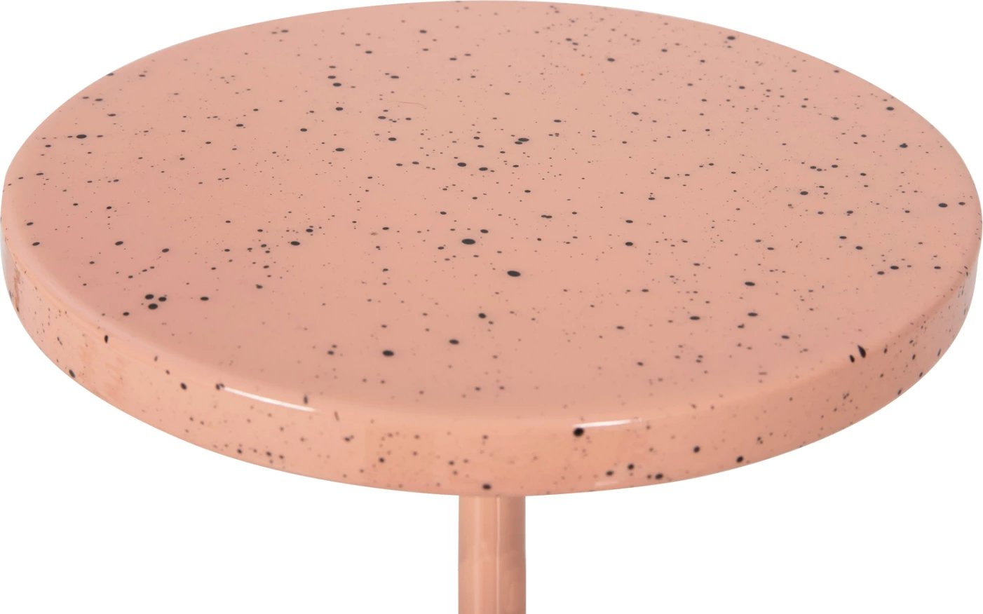 Tavolinë anësore BOMBAY FH4251.08 metalike, ngjyrë salmon me sipërfaqe tavoline me pika Φ25,5x51Hcm