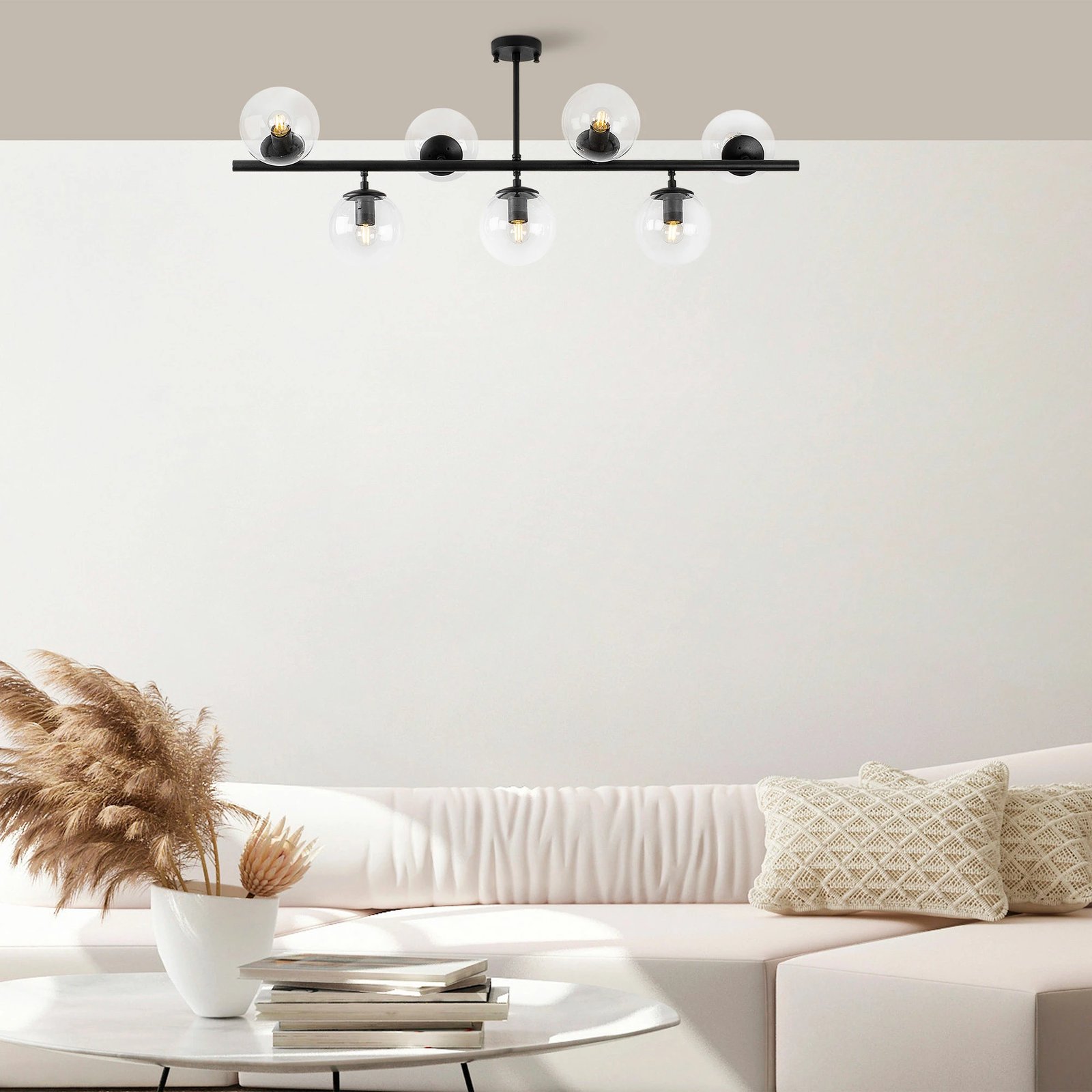 Llambadar i zi modern Opviq Fazli, 7 copa, 113x40x46cm