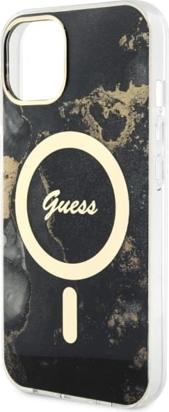 Mbështjellës Guess Golden Marble për iPhone 14 6.1", MagSafe, i zi Mbështjellës Guess Golden Marble për iPhone 14 6.1", MagSafe, i zi