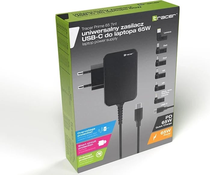 Zëvendësues universal Tracer Prime 65W USB-C 7w1 Zëvendësues universal Tracer Prime 65W USB-C 7w1