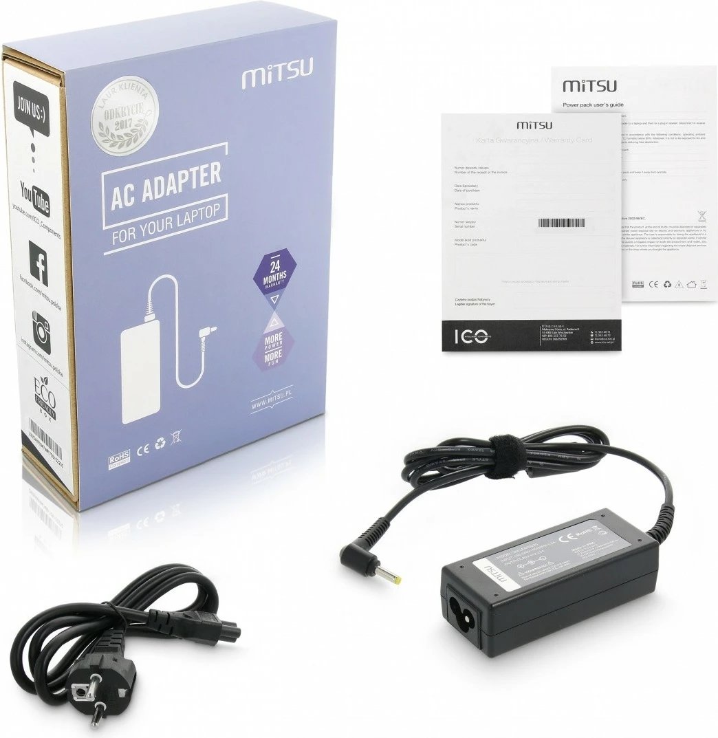 Karikues laptopi Mitsu ZM/LEN20225, 45W, 20V 2.25A, për Lenovo, i zi