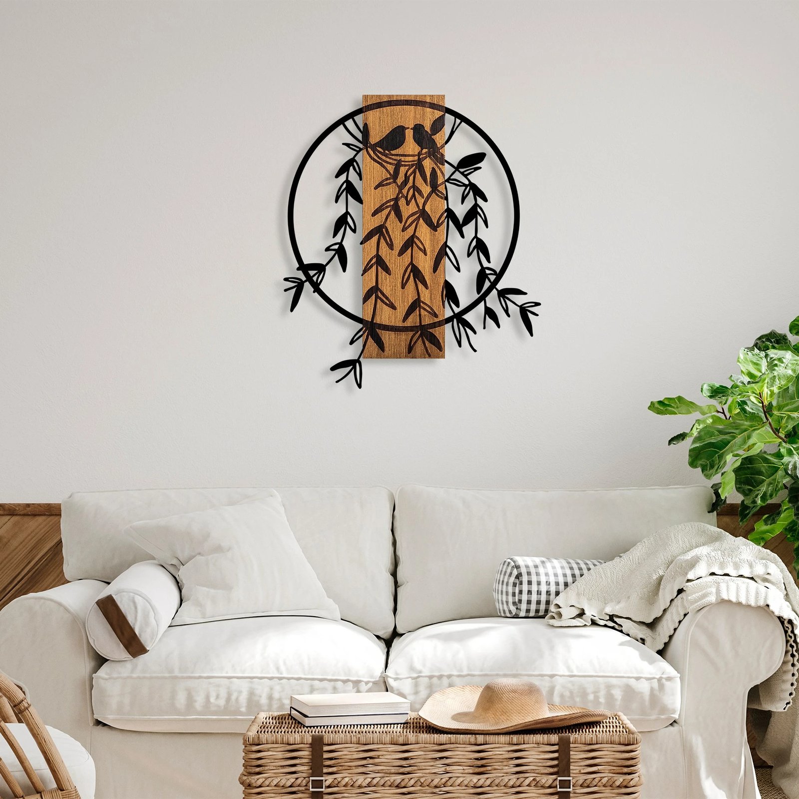 Aksesor dekorativ muri prej druri, Wallity, Fole zogjsh, ngjyrë arre/zezë, 56x56cm