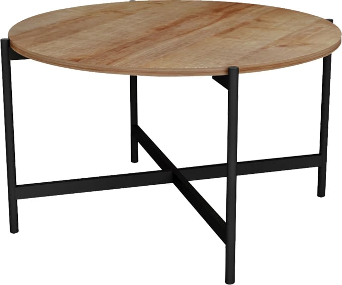 Tavolinë kafeje Aisle melamine, natyrale-e zezë, D80x45cm