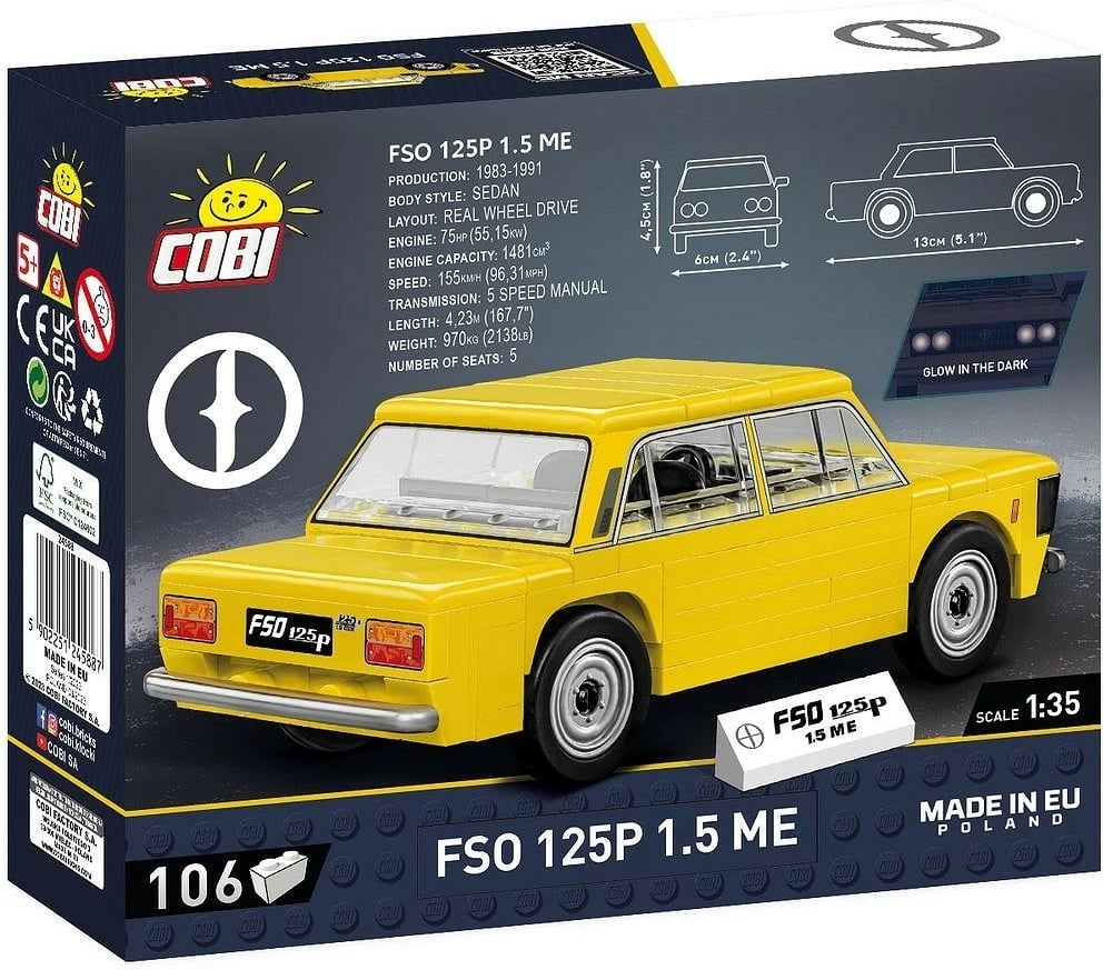 Set lodrash ndërtimi Cobi Klocki FSO 125p 1.5 ME, 106 pjesë, e verdhë