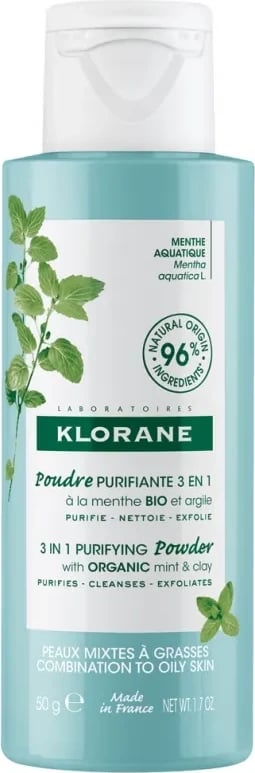 Pluhur pastrues fytyre Klorane Organic Purifying 50g