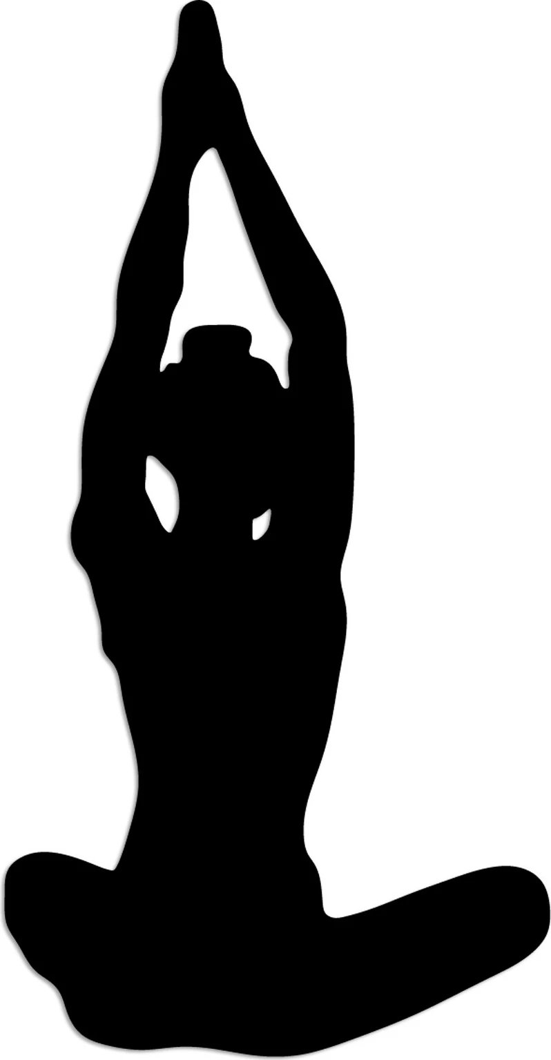 Aksesor dekorativ metalik për mur, Wallity, Yoga 6, ngjyrë e zezë, 31x60cm