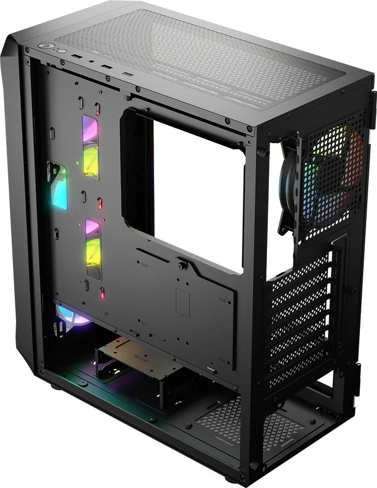 Kasë, Logic Concept, Portos ARGB Midi (AT-PORTOS-10-0000000-0002), ATX/Micro ATX, 4x 120 mm ARGB, panel anësor xham i temperuar, USB 3.0, e zezë