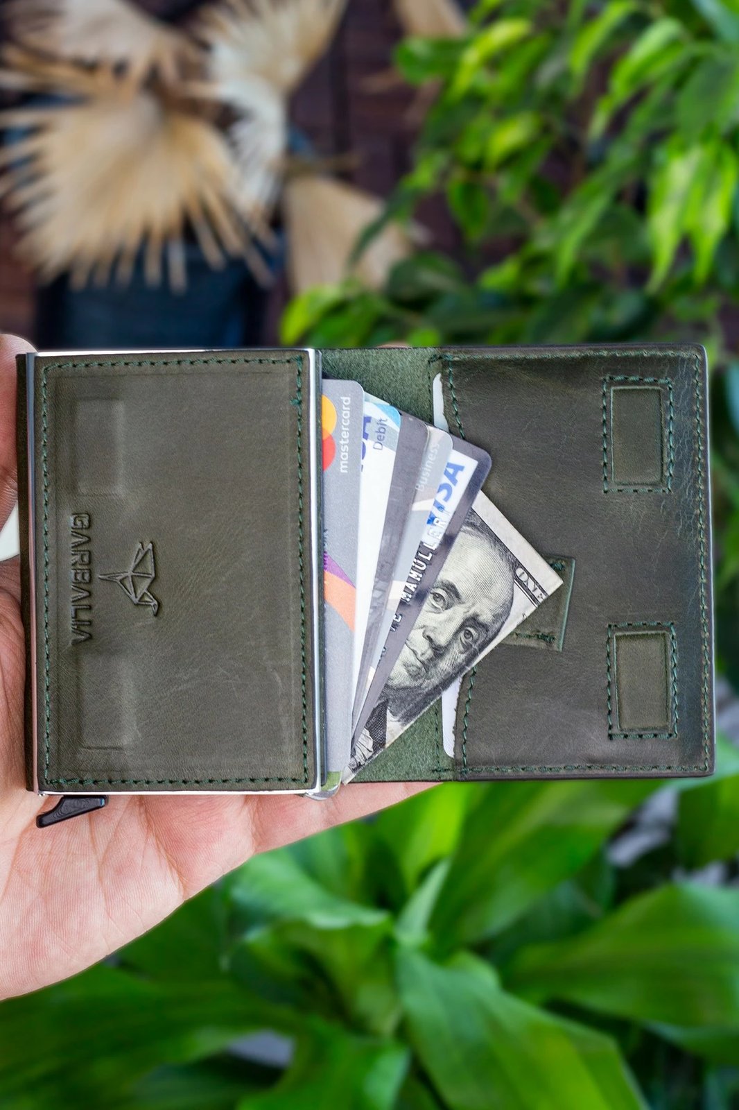 Mbajtës kartelash Zoozie Bags, ngjyrë e gjelbër, Smokey