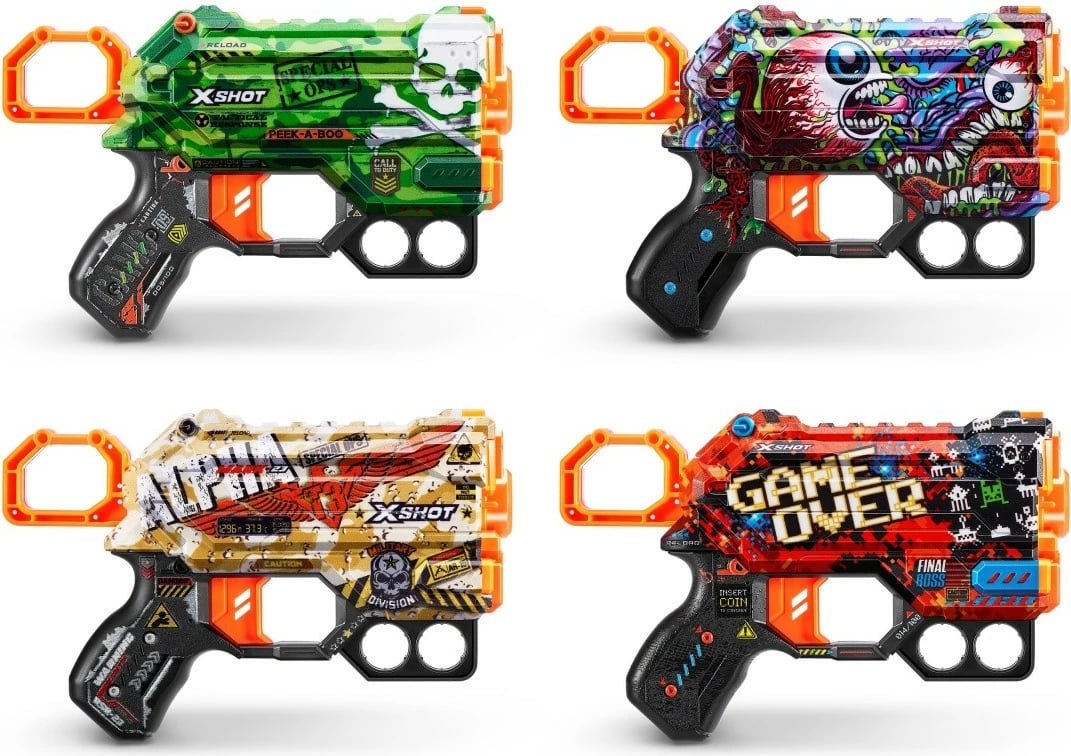 Set blastera lodër ZURU X-Shot Skins Menace, 4 copë, 24 shigjeta, shumëngjyrëshe