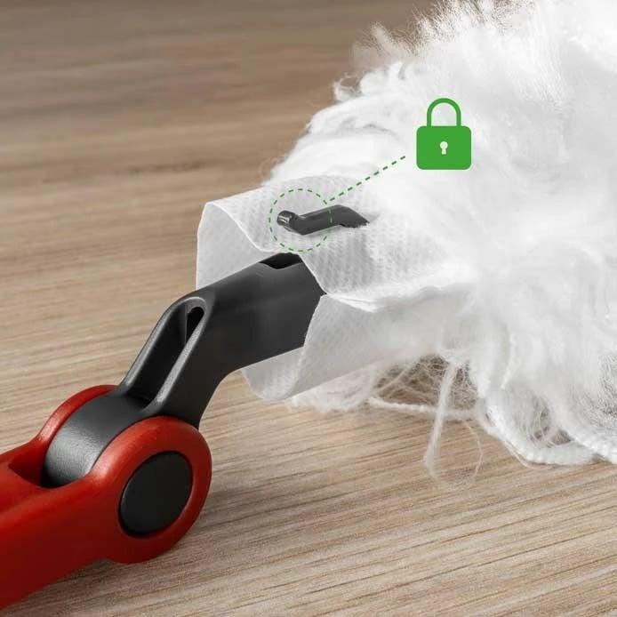 Set lopatë pluhuri me dorezë të gjatë Vileda Flex&Catch, 1 refill, Kuqe