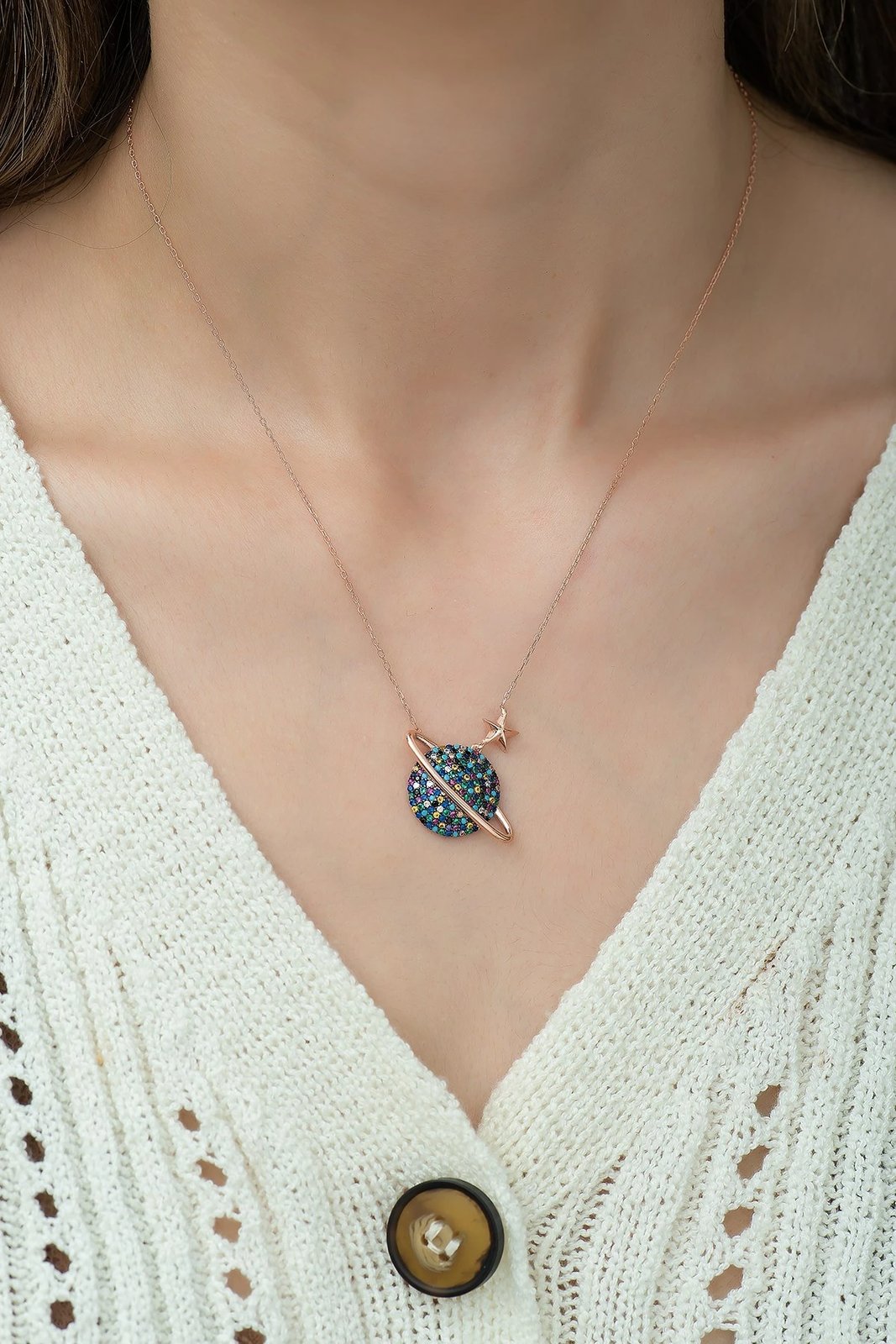 Varëse argjendi Jumeon, TRDYL736, ngjyrë rozë ari, blu e kaltër