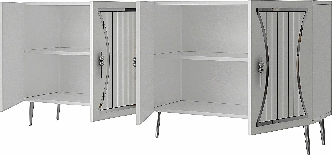 Konsol Skye Decor, e bardhë, argjend