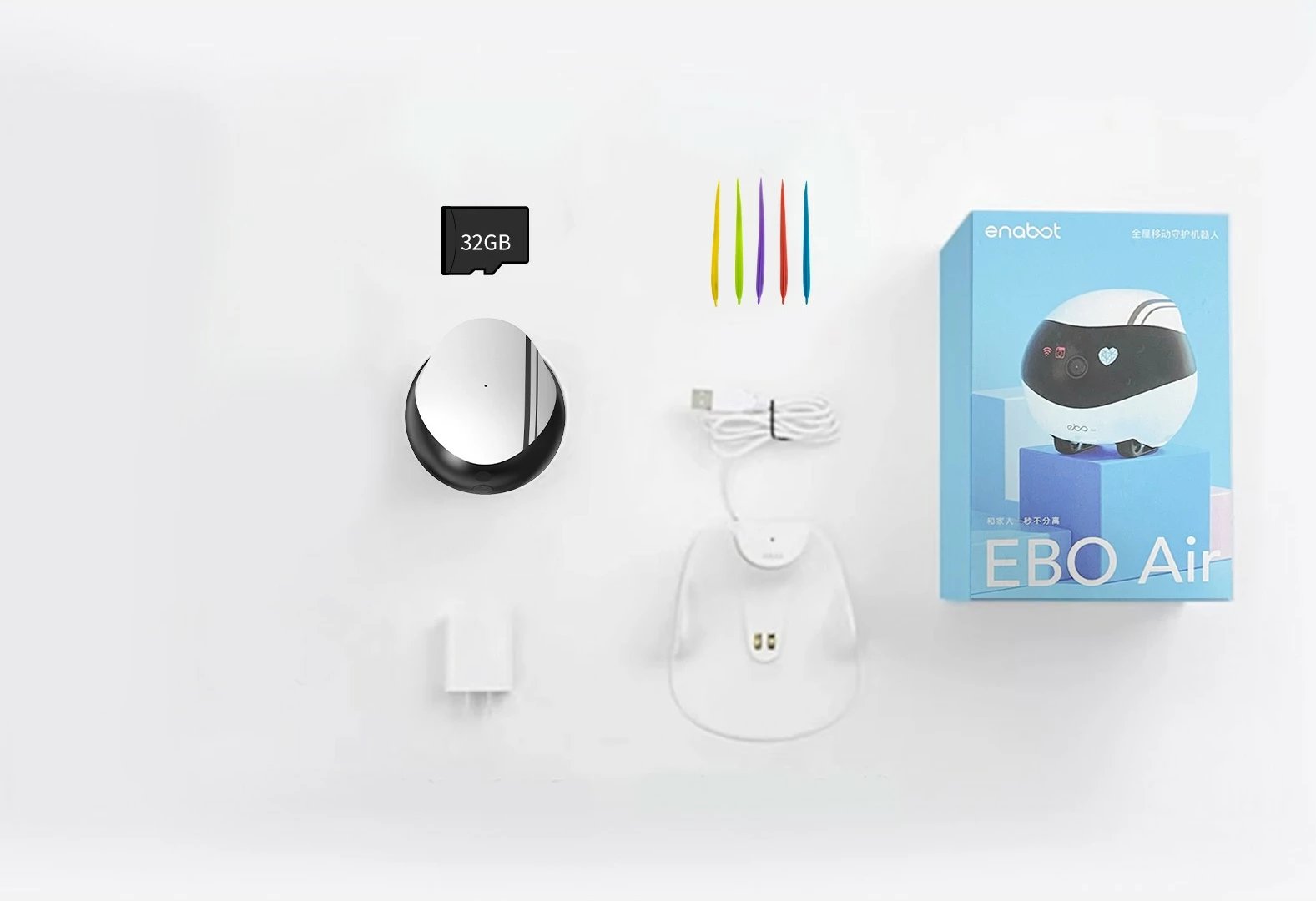 Robot për kafshë Enabot EBO Air, kamerë 1080p, ndjekje KI, LiDAR, kontroll me app, bardhë