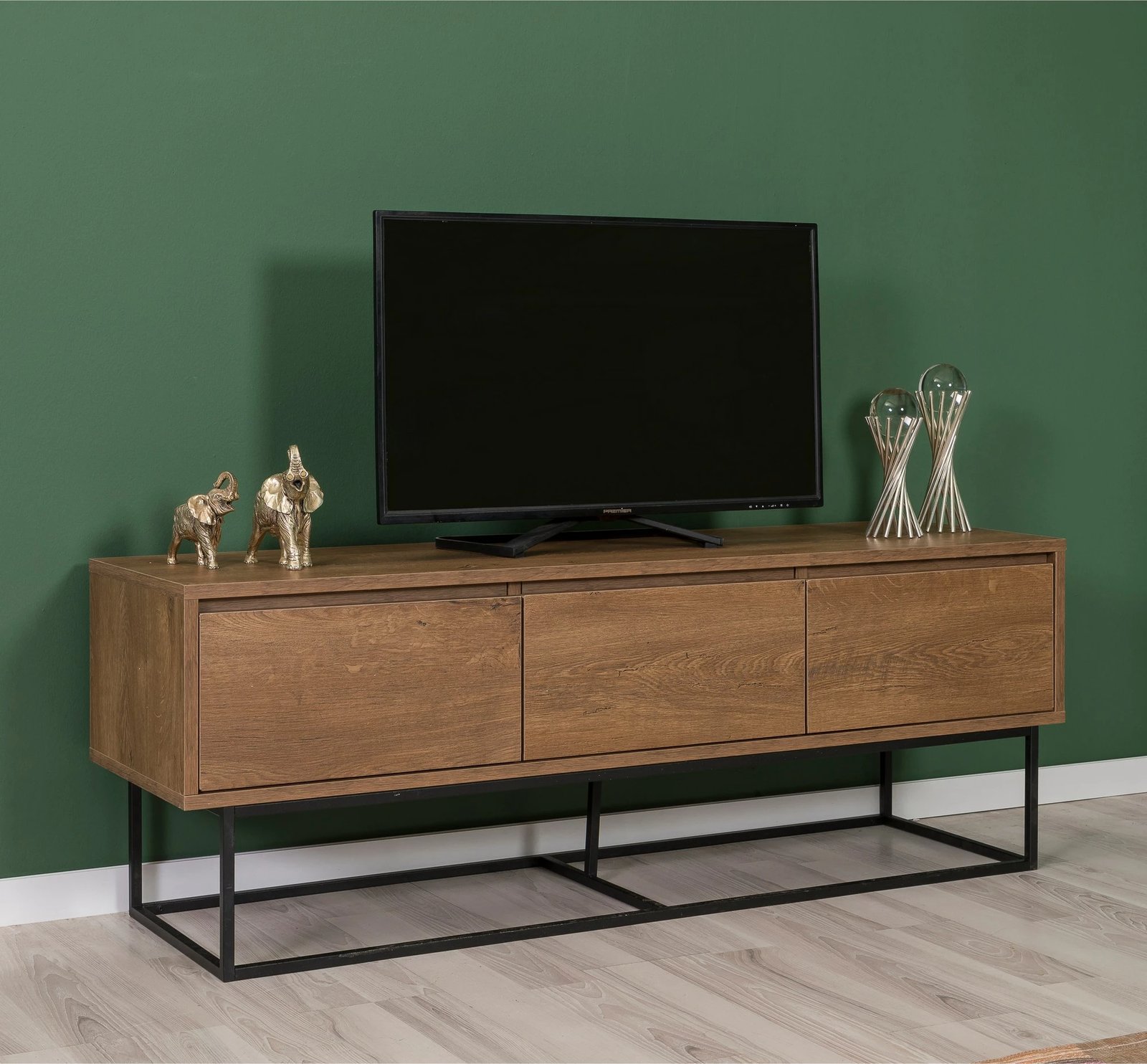 Set mobiljesh për dhomë dite, ngjyrë arre dhe e zezë, Skye Decor, Laxus Takım 18