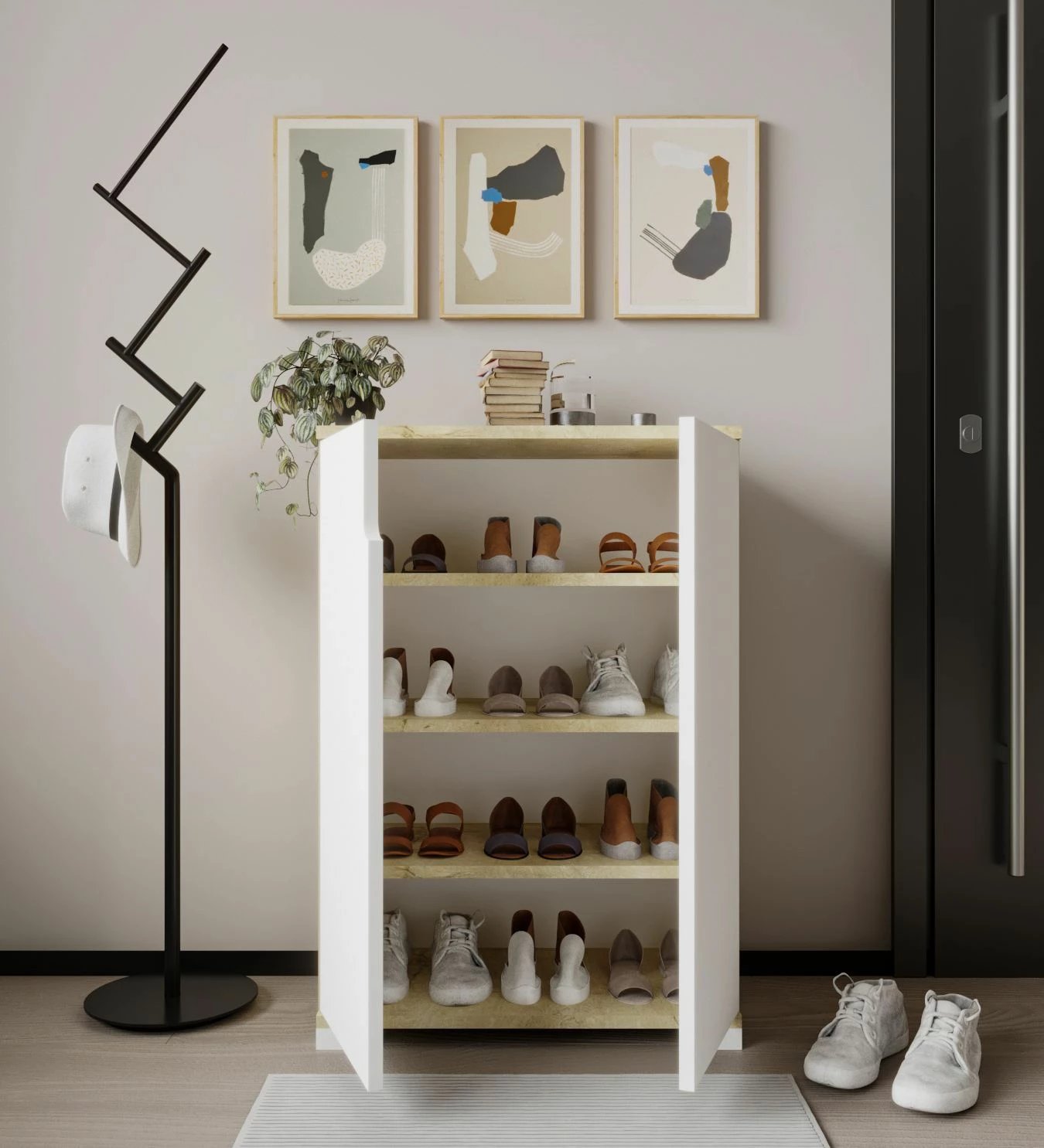 Dollap këpucësh Skye Decor, venedik - lis safir, bardhë