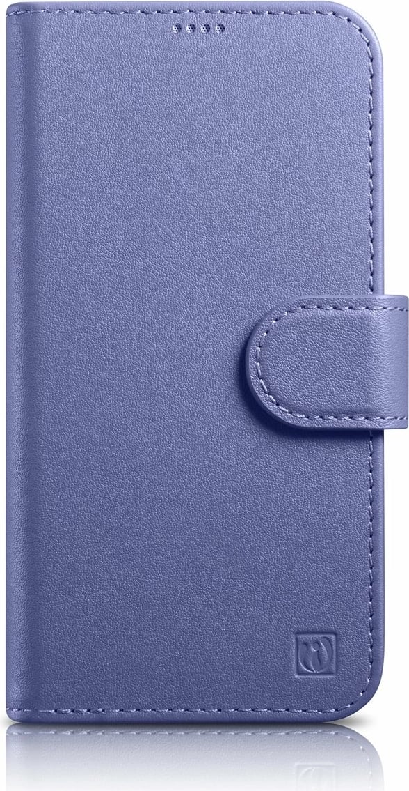 Mbështjellës iCarer Wallet Case 2in1 për iPhone 14, lëkurë natyrale, Anti-RFID, Vjollcë e çelët