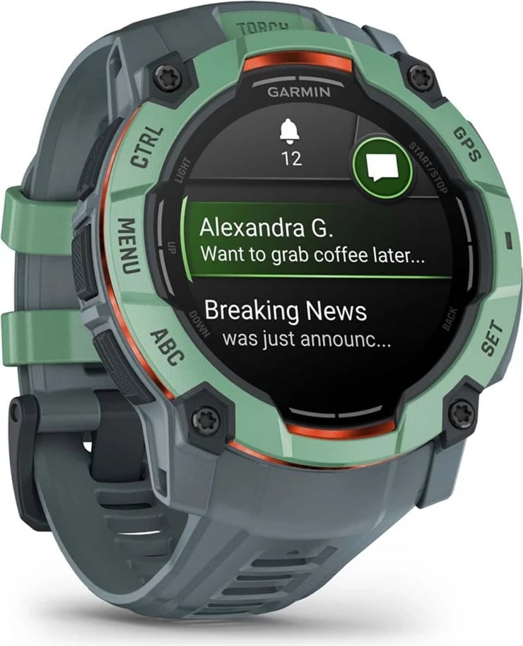 Orë sportive Garmin Instinct 3 AMOLED, 50mm, GPS, rrip silikoni, Gjelbër