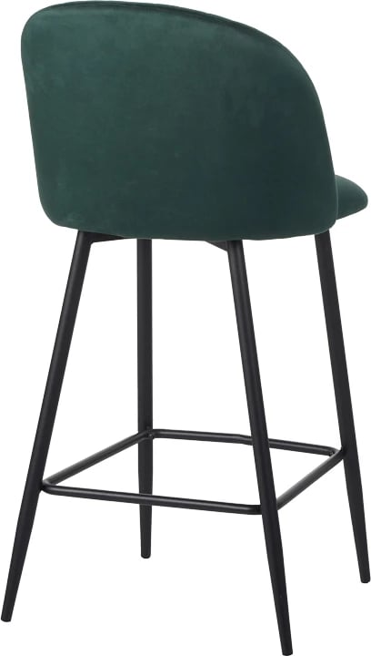 Karrige për bar, kadife, ngjyrë e gjelbër e errët, këmbë metali të zeza, 53x46.5x96.5