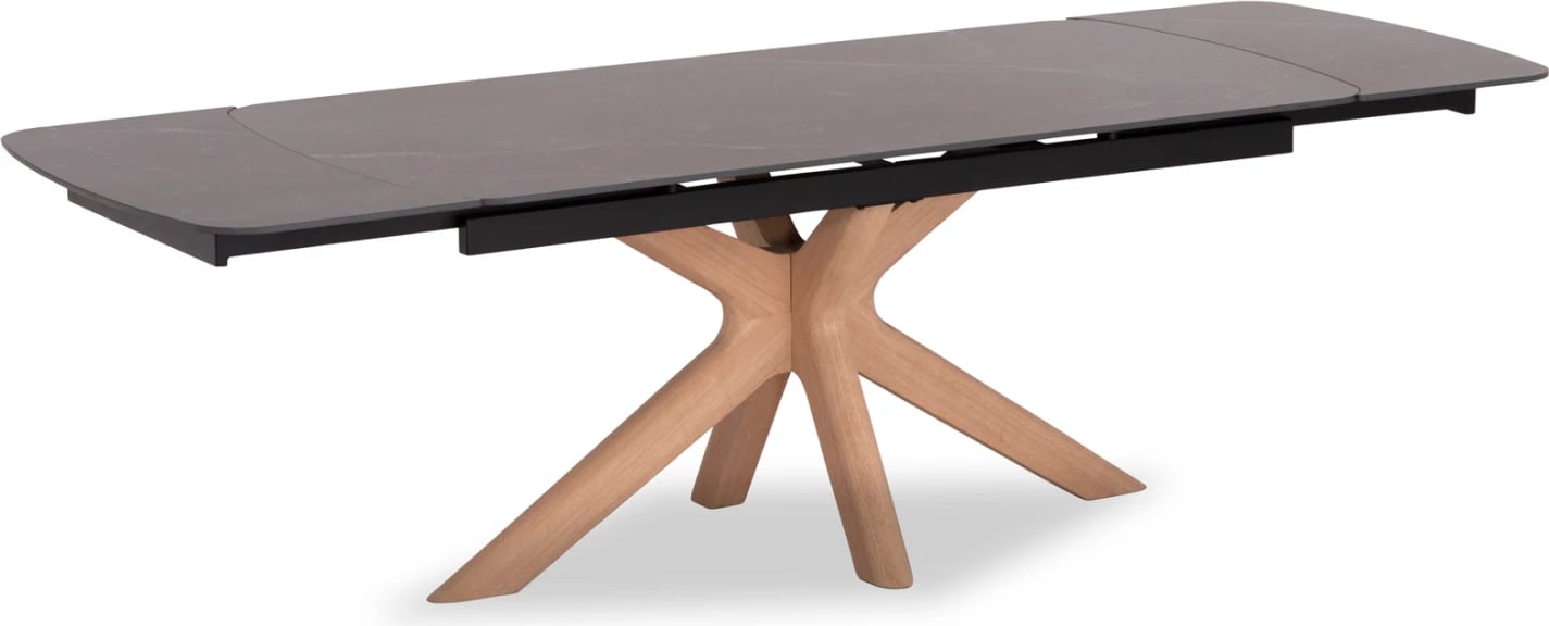 Tavolinë ngrënieje HORIZON, sipërfaqe qeramike, këmbë betule me faner frashëri, 180x90x76cm