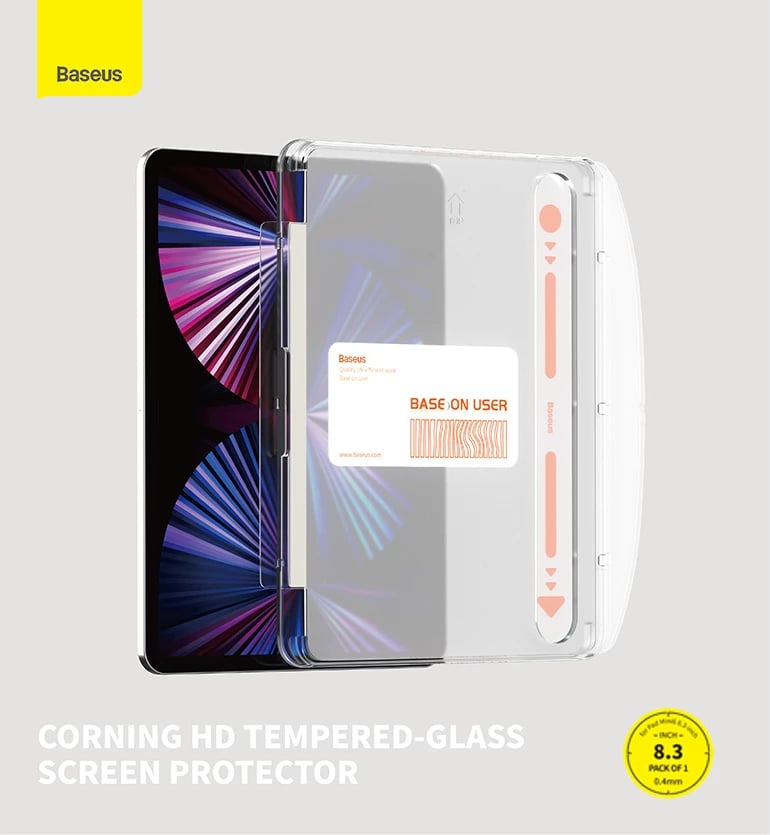 Xham i temperuar Baseus Crystal për iPad Mini 6 8.3", set montimi, transparent