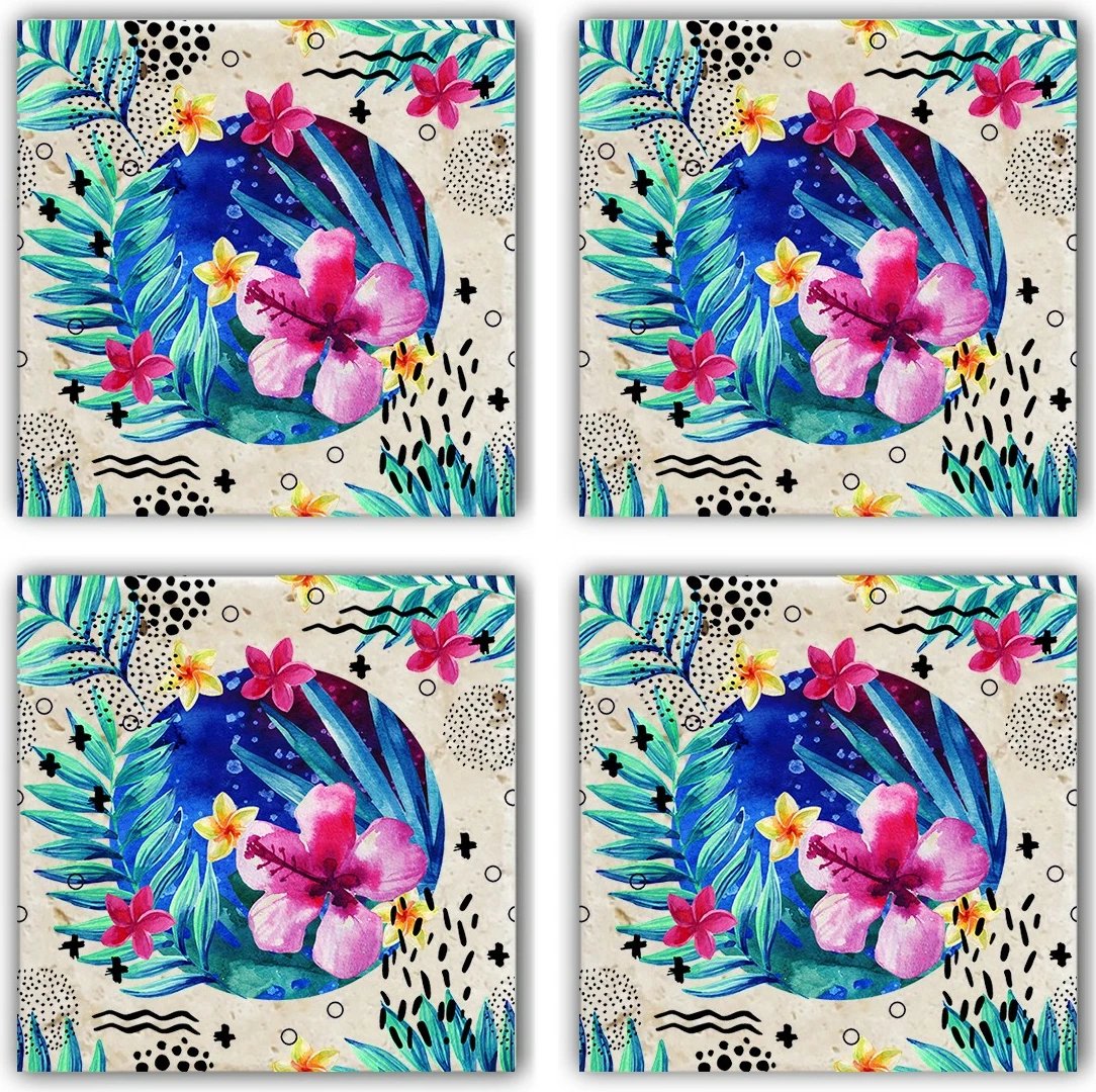 Set 4 copë mbajtëse gotash prej guri natyral, shumëngjyrëshe, Hermia, TBA615300041